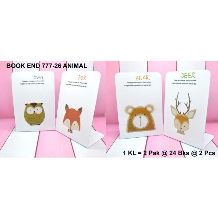 

penahan buku besi motif animal baru isi 2 pc