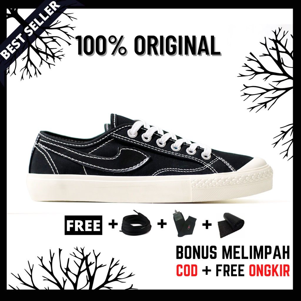 100% Original Sepatu Lokal Casual Low | Not Compass Gazelle Black White