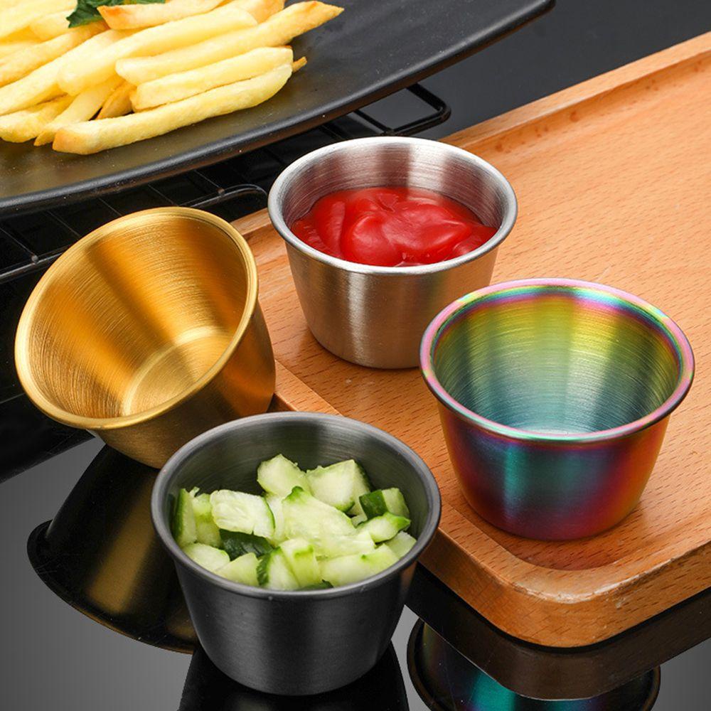 Solighter 2pcs Cangkir Saos Mini Organisasi Rumah Subpaket Mangkuk Bumbu Piring Restoran Botol Piring Wadah Saus