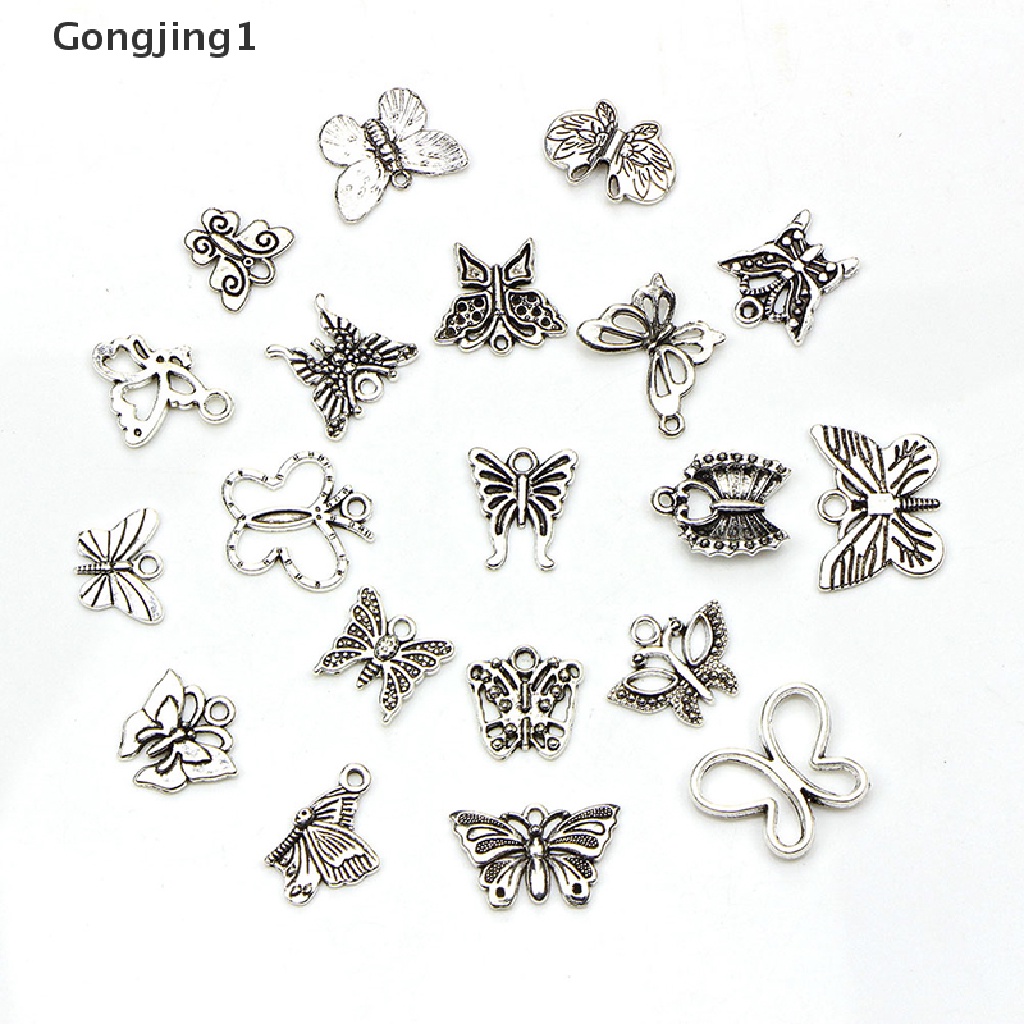 160pcs / set Liontin Bentuk Kupu-Kupu Warna Silver Gaya Vintage Tibet Untuk Kerajinan Perhiasan