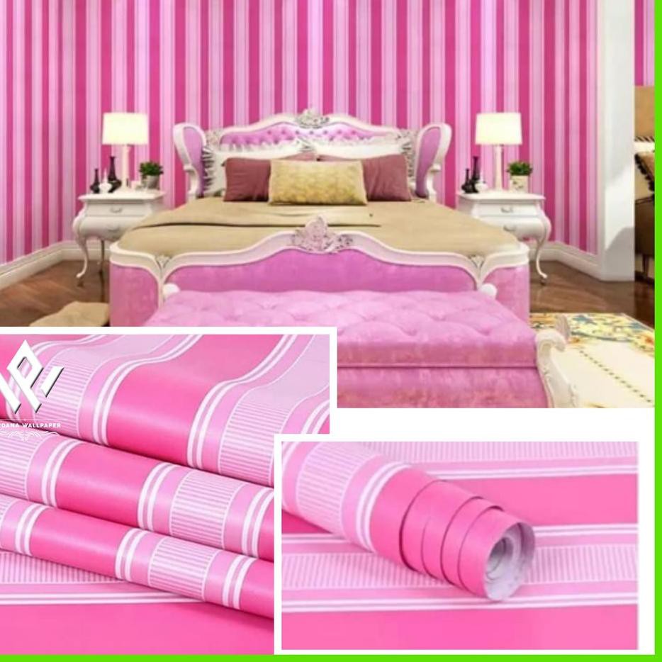 [VIP] Wolpeper Dinding Motif salur pink- Tahan Air - Wallpaper Dinding Kamar Tidur - 45CM X 10Meter