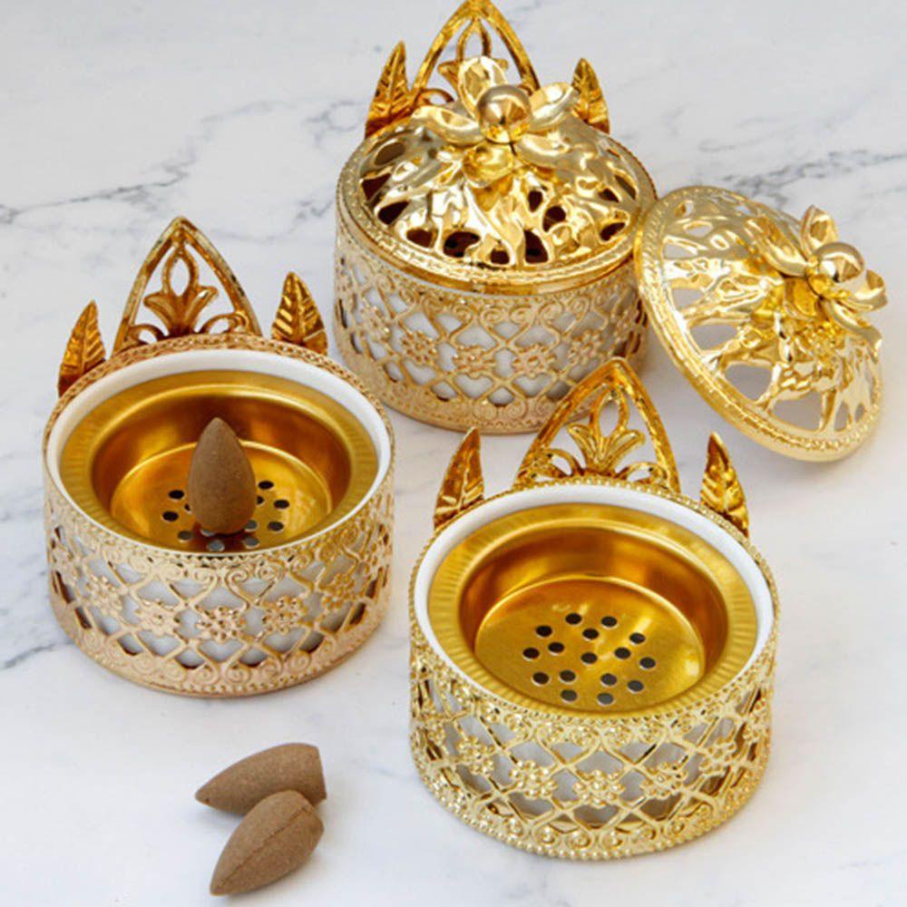 Preva Tempat Pembakar Dupa Logam Portable Buddhisme Berongga Gaya Arab Dekorasi Rumah Tungku Aromaterapi Tempat Pedupaan