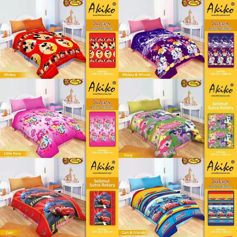 Selimut bulu sutra panel selimut anak ukuran besar 150x200 selimut akiko rotary selimut karakter sel