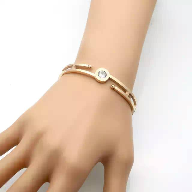 GG Gelang Bangle Premium Lapis Aksen BV* Berlian Warna Rose Gold #GB-149