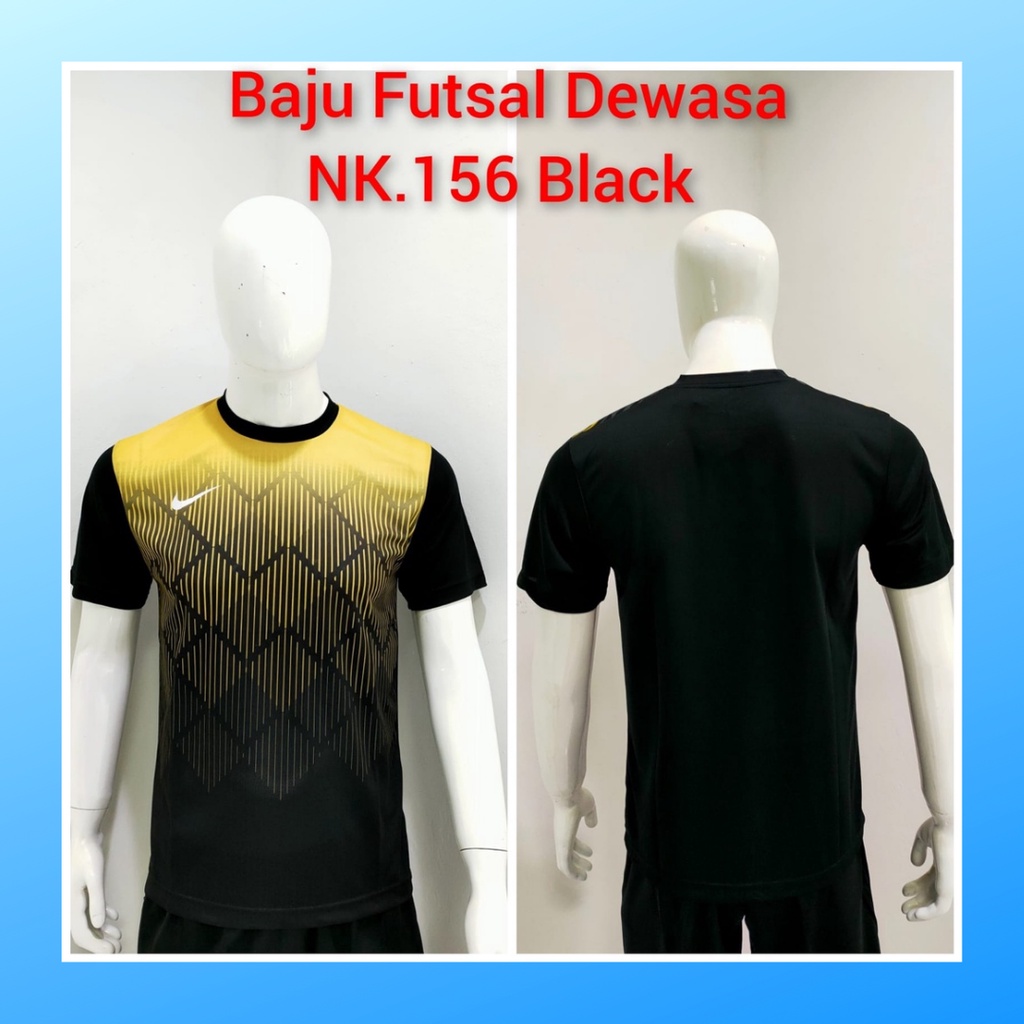 jersey futsal pria kaos sepak bola club baju atasan wanita dewasa t-shirt seragam custom jersy outfit klub olahraga kostum jarsey soccer pakaian oblong sports suit apparel NK156 hitam