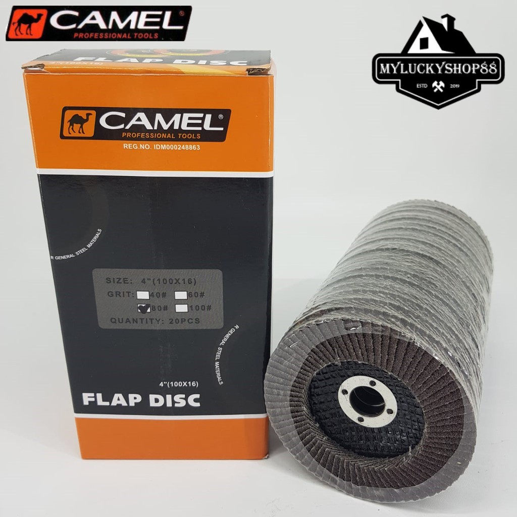 Flap Disc Sand Grit 4&quot; Inch 100 mm A80 Amplas Gerinda Susun Camel 80