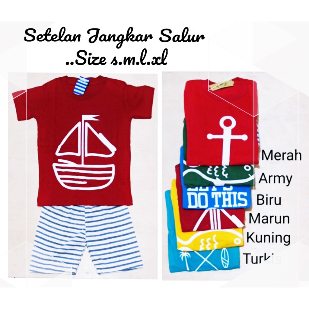 Setelan Anak Jangkar Salur Setelan Anak  Baju Anak Murah Unisex