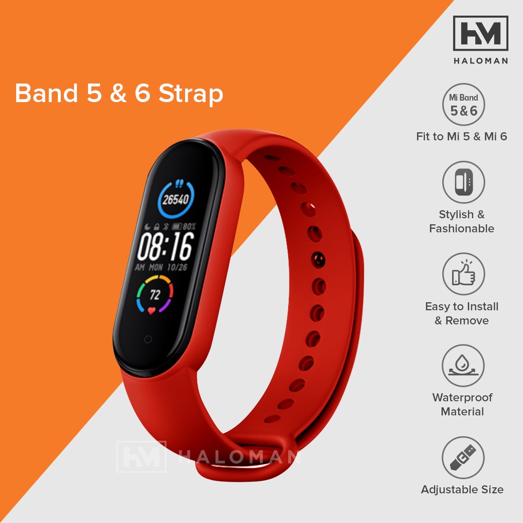 Silicone Strap Mi Band 5 & Mi Band 6 - Strap Miband 5 & Miband 6 Replacement-Chili Red