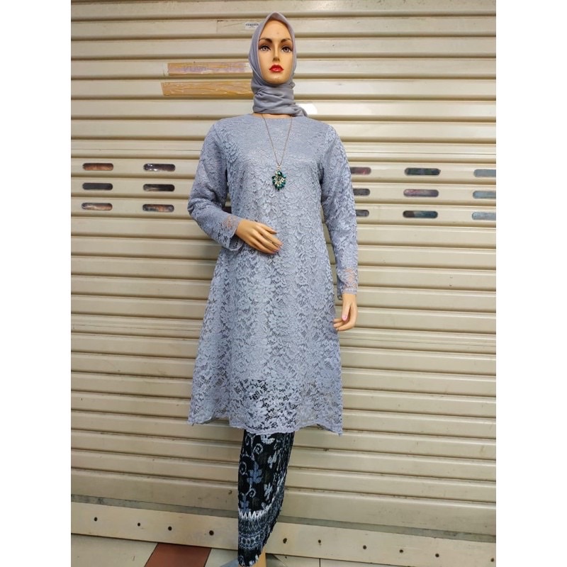 Stelan kebaya tunik brokat/kebaya kurung/kebaya tunik brokat/kebaya pesta/kebaya wisuda/kebaya akadKEBAYA BROKAT TUNIK MODERN / SET TUNIK BRUKAT MUSLIM / SETELAN KEBAYA BRUKAT JUMBO / KEBAYA WISUDA-set silver