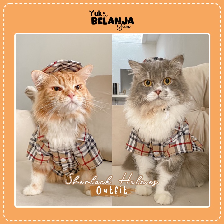 Baju Kucing dan Anjing Sherlock Outfit Lucu Murah Banget bahan nyaman size S-XL | Yuk Belanja Gaes