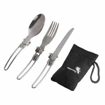 Sendok Garpu Pisau Lipat Portable Set 3in1 Stainless Steel / Alat Makan Lipat Portable