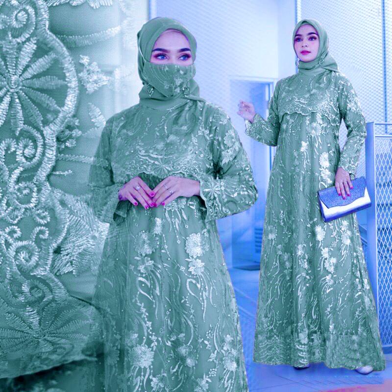 GAMIS MAXI SHANIA FREE MASKER/TILE BRUKAT MUTIARA/GAMIS PESTA/DRESS KONDANGAN/SIZE S/L/XL/XXL/XXXL/GAMIS PESTA FASHION TERBARU/BRIDESMAID/GAMIS REMAJA