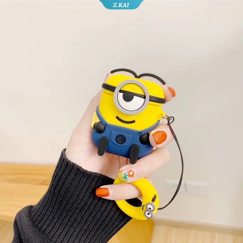 Casing Silikon Motif Kartun Minions Untuk Simpan Earphone Wireless Bluetooth Apple AirPods 1 / 2 / 3 pro