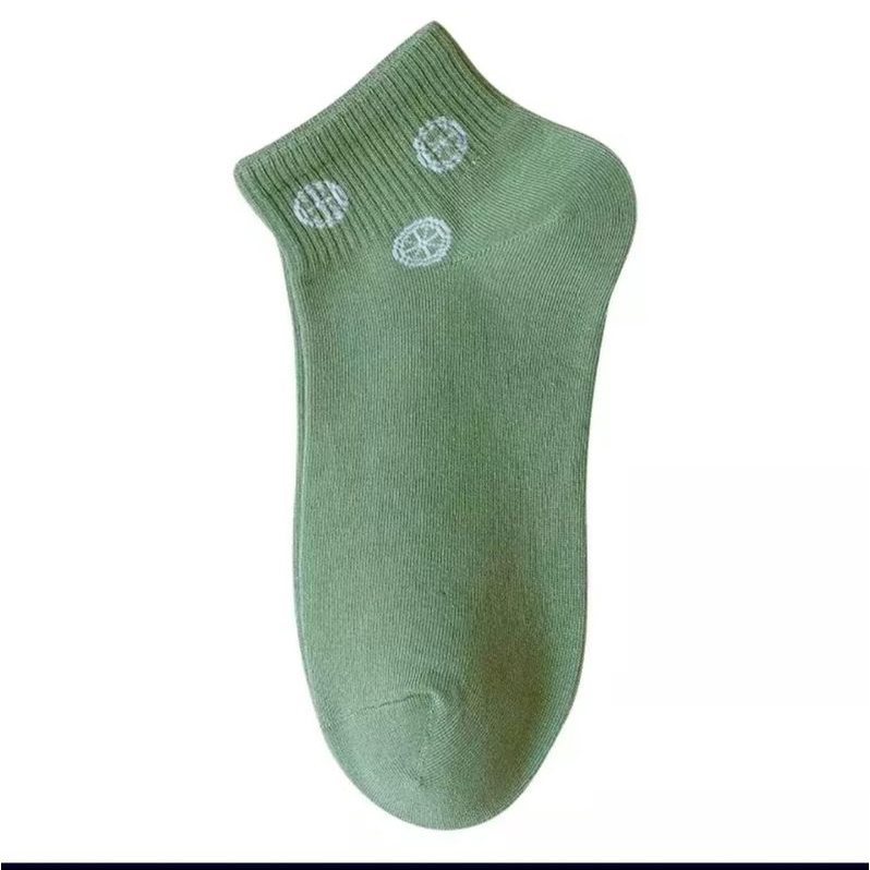 [ COD ] Kaos Kaki Wanita Motif Lemon Pendek Semata Kaki Lucu Hijau Lumut Korea Style Women Sock Import / Kaos Kaki Wanita Pendek Motif Kotak Garis-3 Lemon