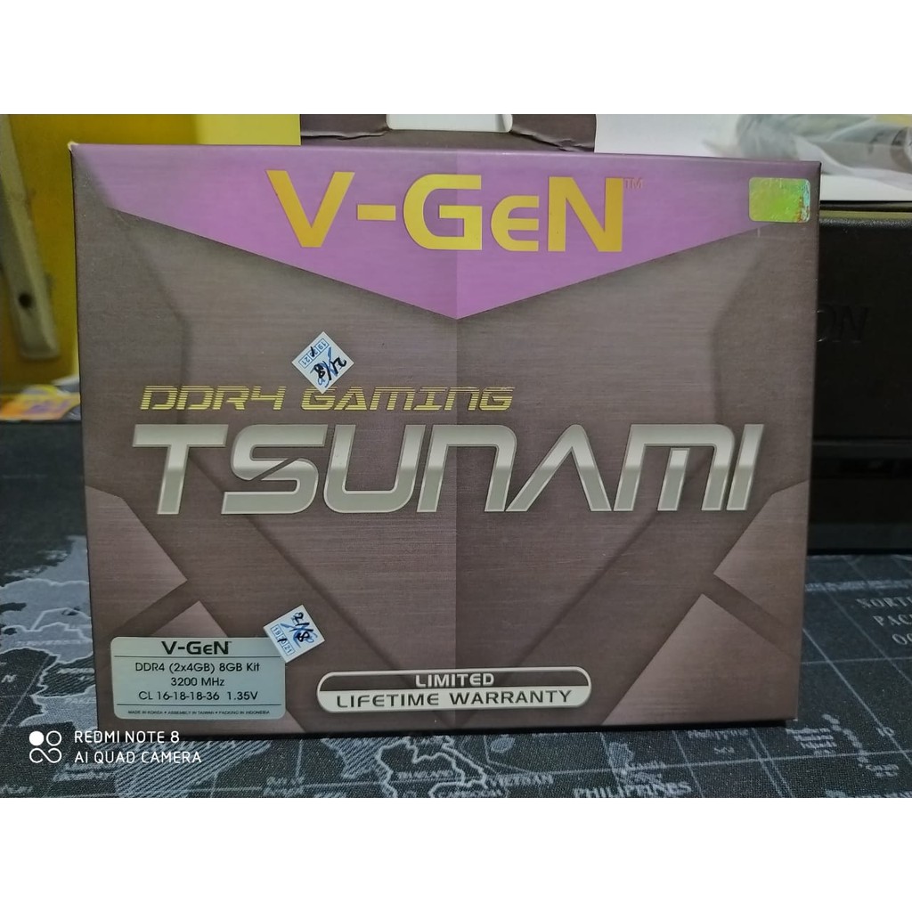 RAM Gaming DDR4 Vgen Tsunami 8GB (2x4GB) 3200Mhz dual channel KIT