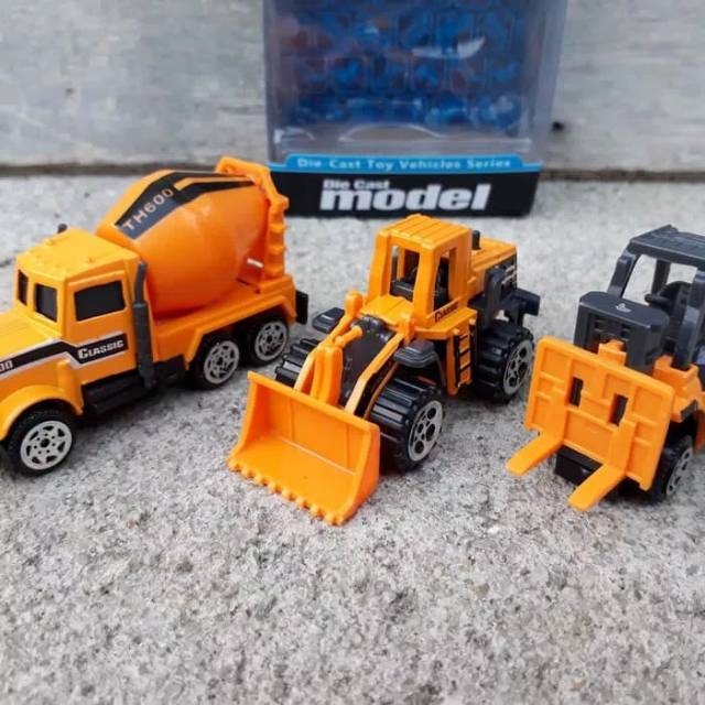 diecast set kendaraan kontruksi - mainan miniatur truk anak edukatif