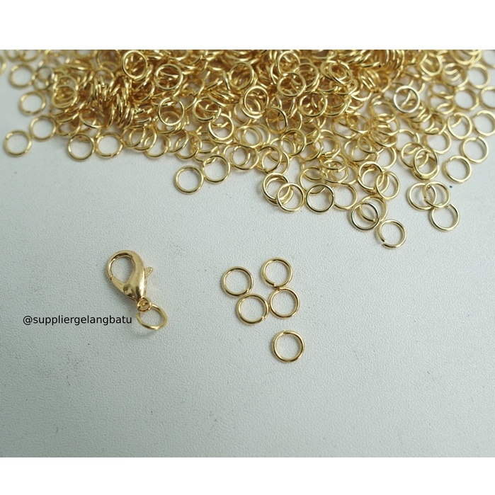 Aksesoris Ring Connector 6mm emas bahan rangkai gelang kalung tali