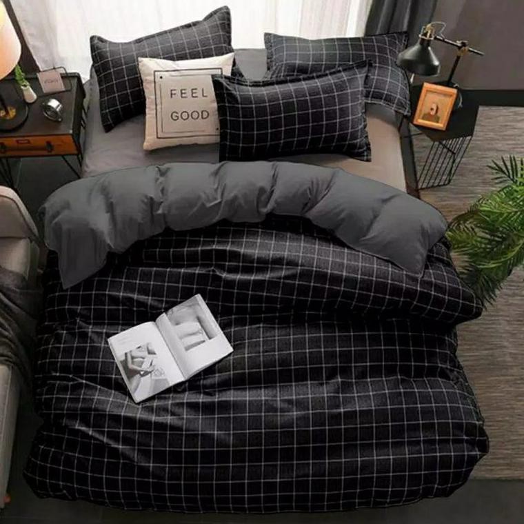 Baru Restok>> Sprei Motif Kotak Hitam/abu Abu/merah/biru/putih( Tanpa Bedcover) ㊮