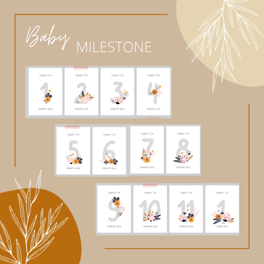 12 Kartu Bayi Milestone | Baby Milestone Card | Kartu Baby Milestone Card | Kartu Selfie