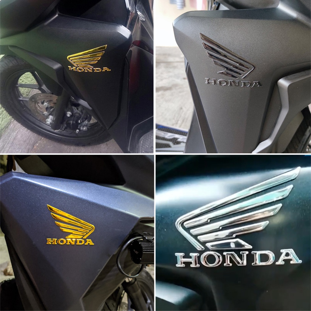 1 Pair HONDA Wings Emblem Logo Motor Stiker 3D Resin Gel Decal Aksesoris for Motor Honda Vario