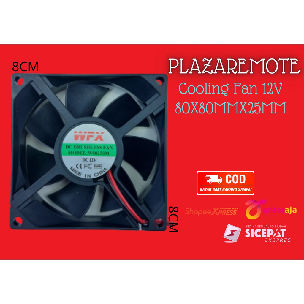 MINI COOLING FAN DC 8025 80MM 8CM 12V CPU include connector 2 PIN