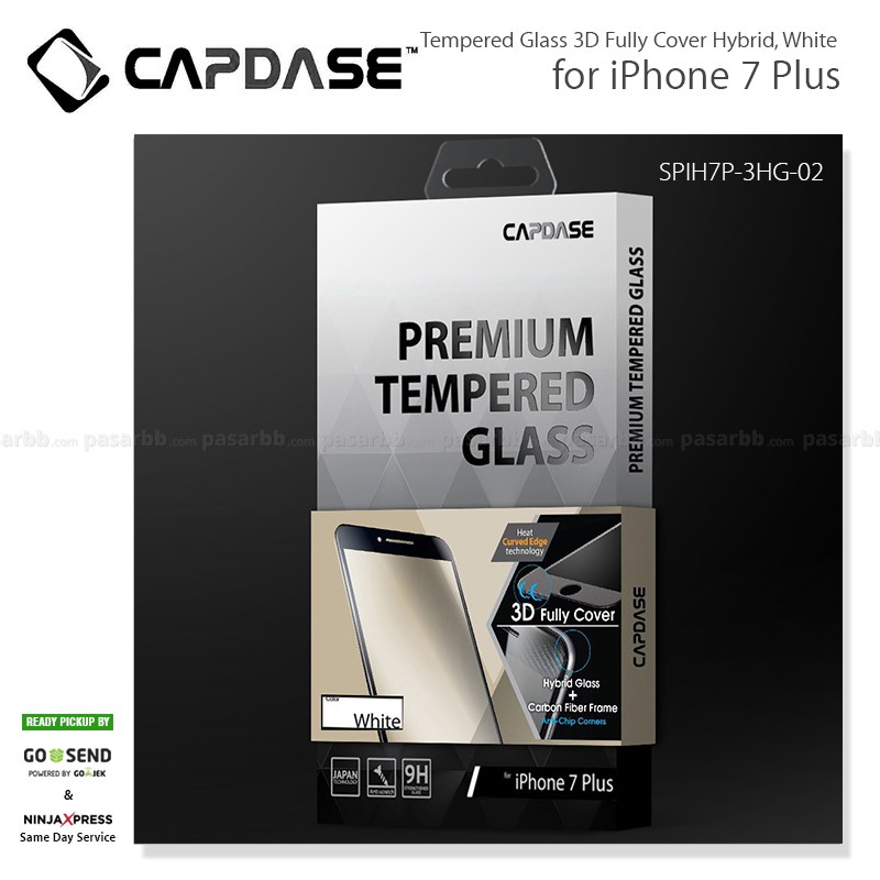 Capdase Premium Tempered Glass 3D Full Cover 0.2mm Hybrid for iPhone 7 / 7 Plus