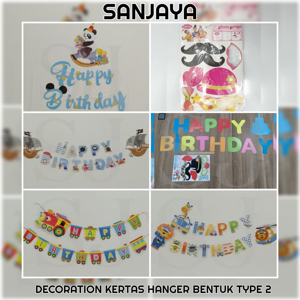 Banner Flag Happy Birthday / Bunting Flags Tulisan Happy Birthday / Banner Ulang Tahun / Decoration Kertas Hanger Bentuk Type 2