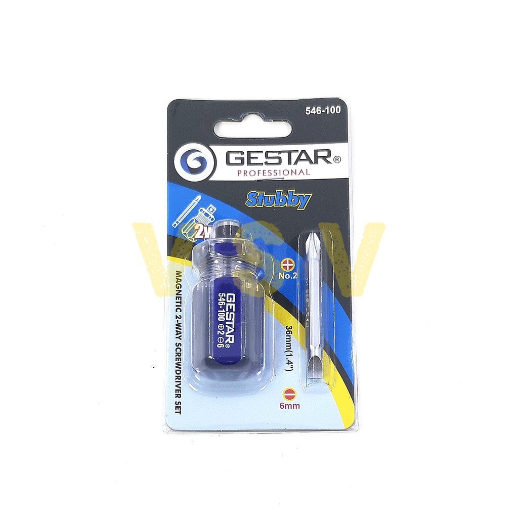 GESTAR Magnetic 2way screwdriver 36mm / obeng bolak balik / plus min