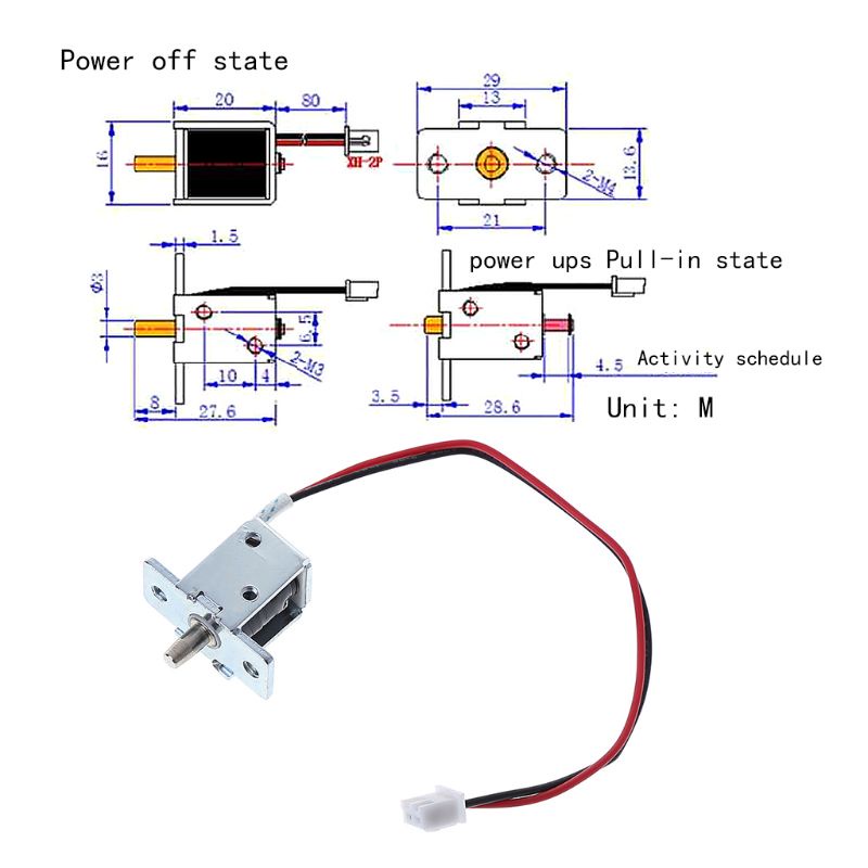 Gro Slim 12V/0.5 A Kunci Solenoid Elektromagnetik Aman Ukuran Kecil Mudah Dipasang Untuk Electirc Lock Lemari Pintu Laci L