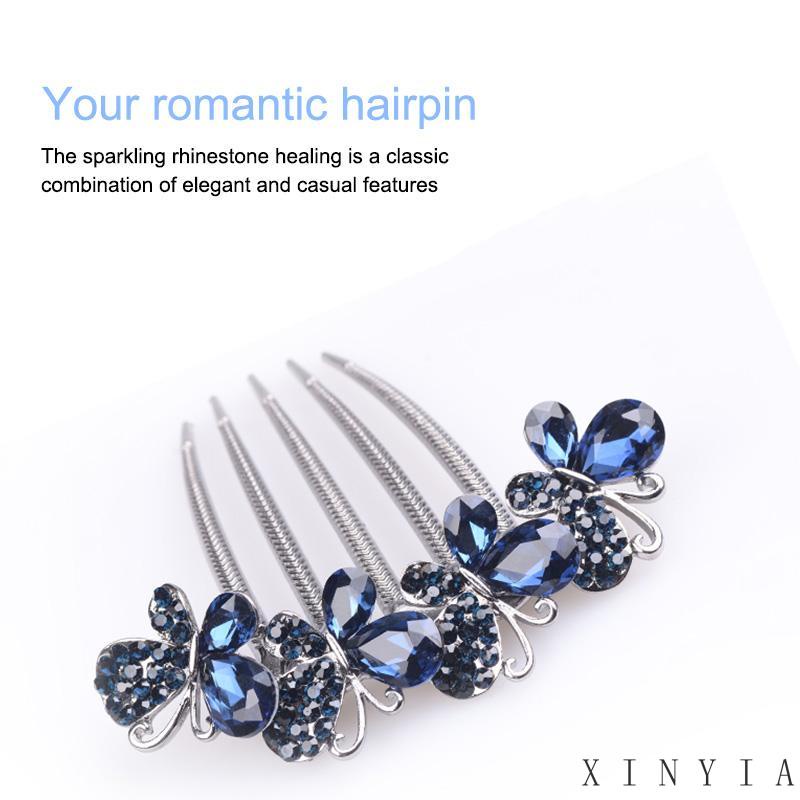 Butterfly Jepit Rambut Bentuk Kupu-Kupu Aksen Berlian Imitasi Untuk Wanita
