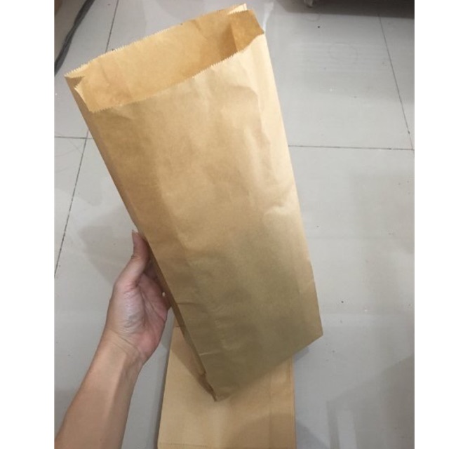 Paper Bag Uk. 42x16,5+5,5 cm (Isi 10 Pcs) Kantong Kertas Warna Coklat untuk Makanan