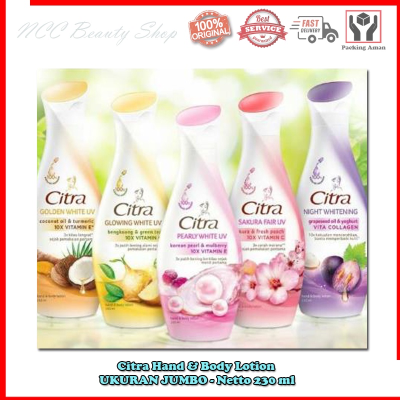 * NCC * CITRA Hand And Body Lotion Bengkoang Green Tea Natural Glowing White - Netto 230 ml