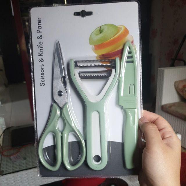Benco Alat Masak Set 3 Pcs Pisau Gunting Pengupas Buah Lengkap Serbaguna Multifungsi