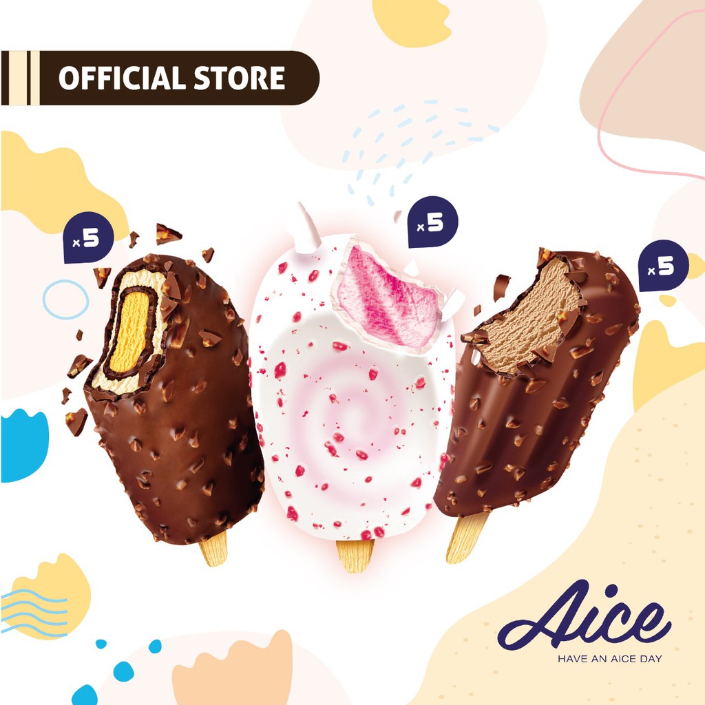 

Paket Aice Ice Cream Crispy series Es Krim (isi 5 pcs chocolate, 5 pcs strawberry, 5 pcs coffee )