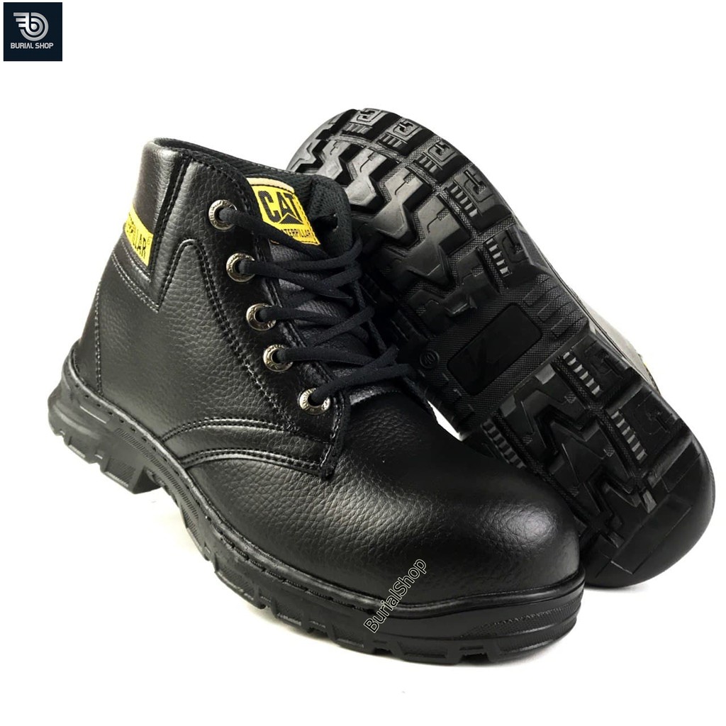 Sepatu Safety Proyek Ujung Besi - Septy Shoes Boot - Septi Kerja Lapangan Kulit Sintetis Tali -BS