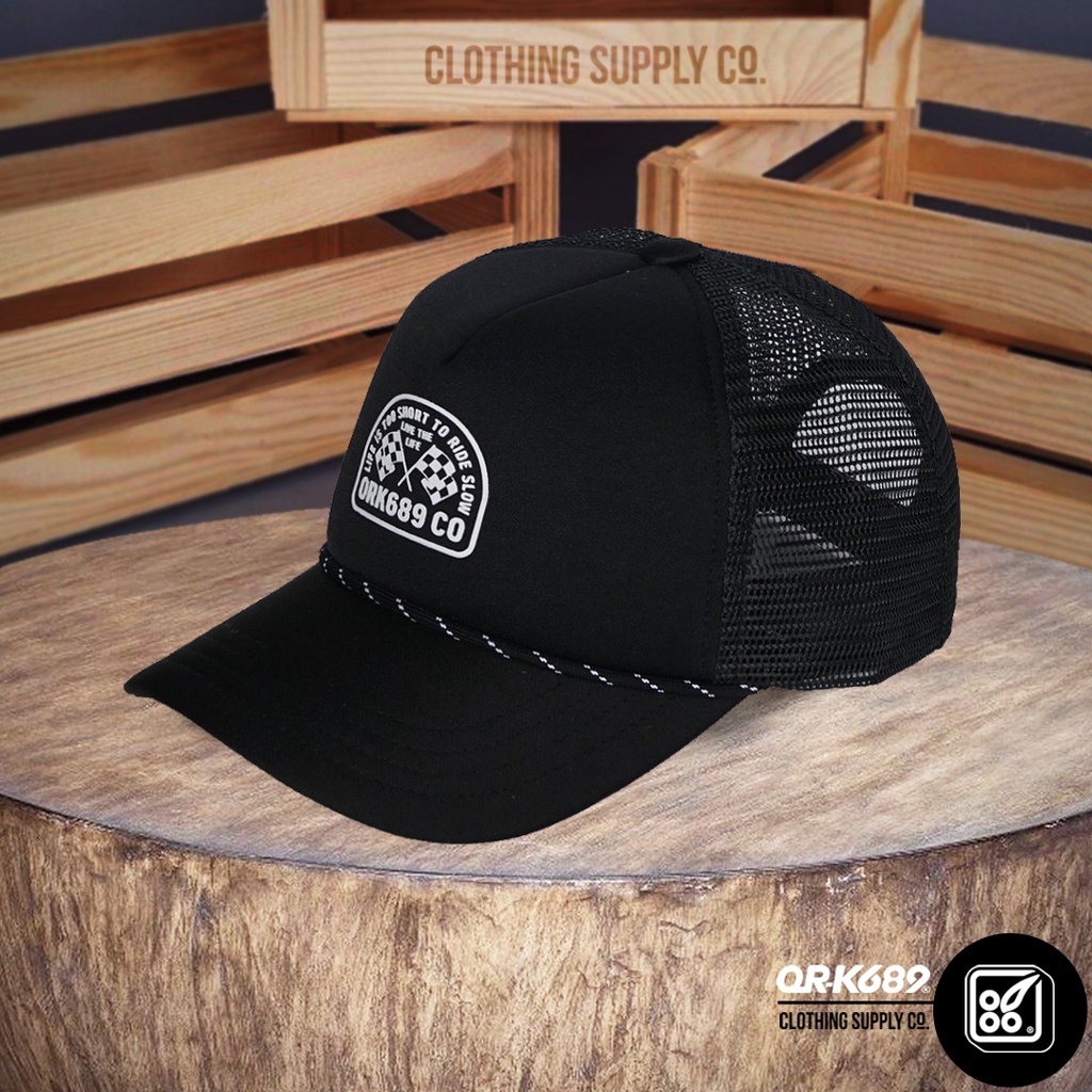 Topi Pria Distro Original Baseball Topi Jaring Trucker ORK689 Lifeshort Black