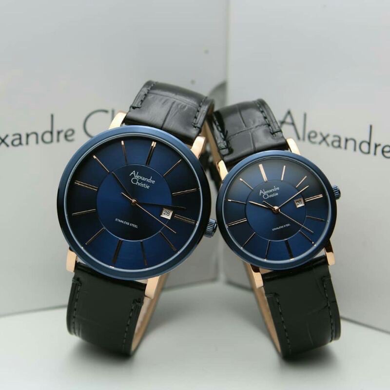 JAM TANGAN COUPLE ALEXANDRE CHRISTIE 8344 AC8344 AC 8344 KULIT ORIGINAL