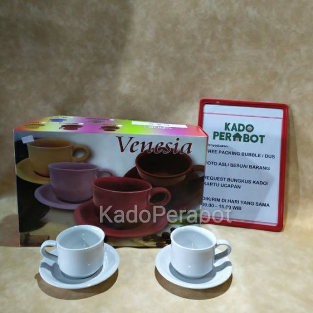 Kado Cangkir Venesia Set isi 6Pcs - cangkir set kantoran - gelas set kantor - gelas tatak keramik