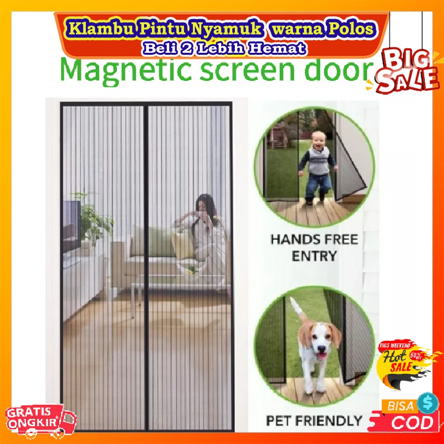 Klambu pintu nyamuk warna polos ukuran 100 x 210 cm | tirai magnet untuk pintu anti nyamuk dan seran
