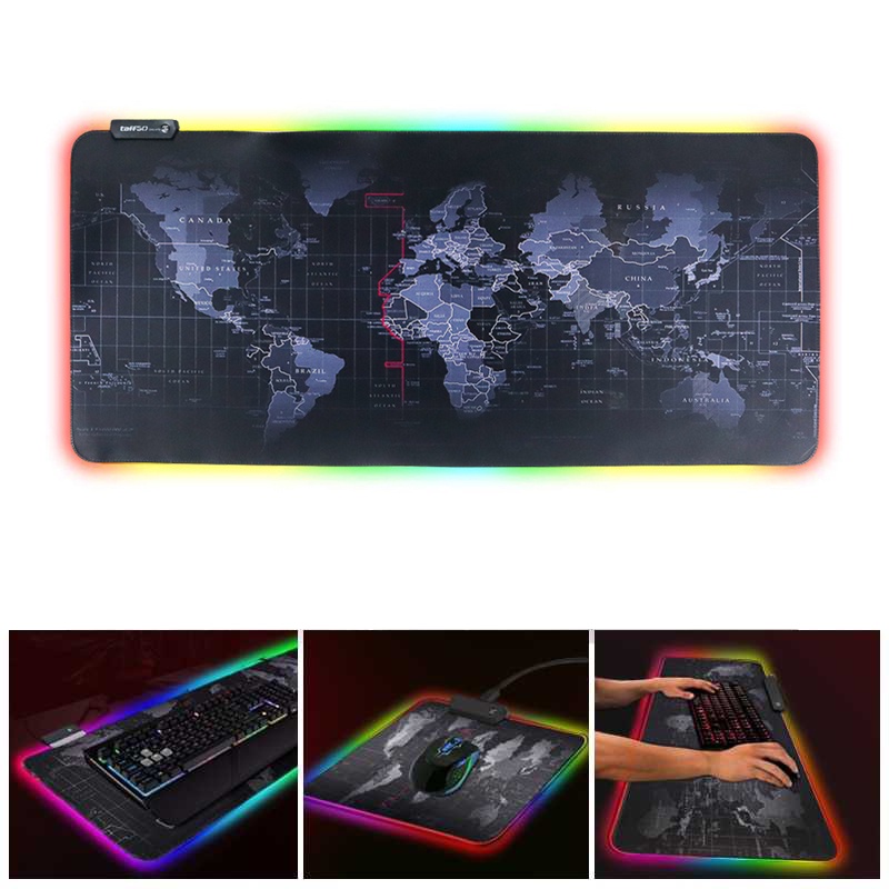 Mouse Pad Gaming RGB XL LED Glowing High Precision Jumbo Mousepad Besar USB Cable Anti Air Anti Slip