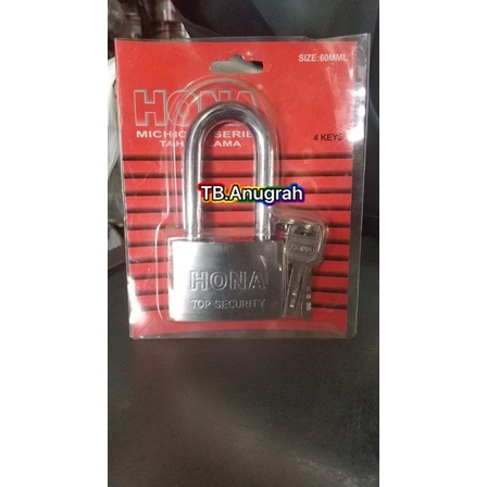 Gembok HONA Nekel Panjang Pendek Besi Baja Pagar Rumah Padlock 30mm 40mm 50mm 60mm