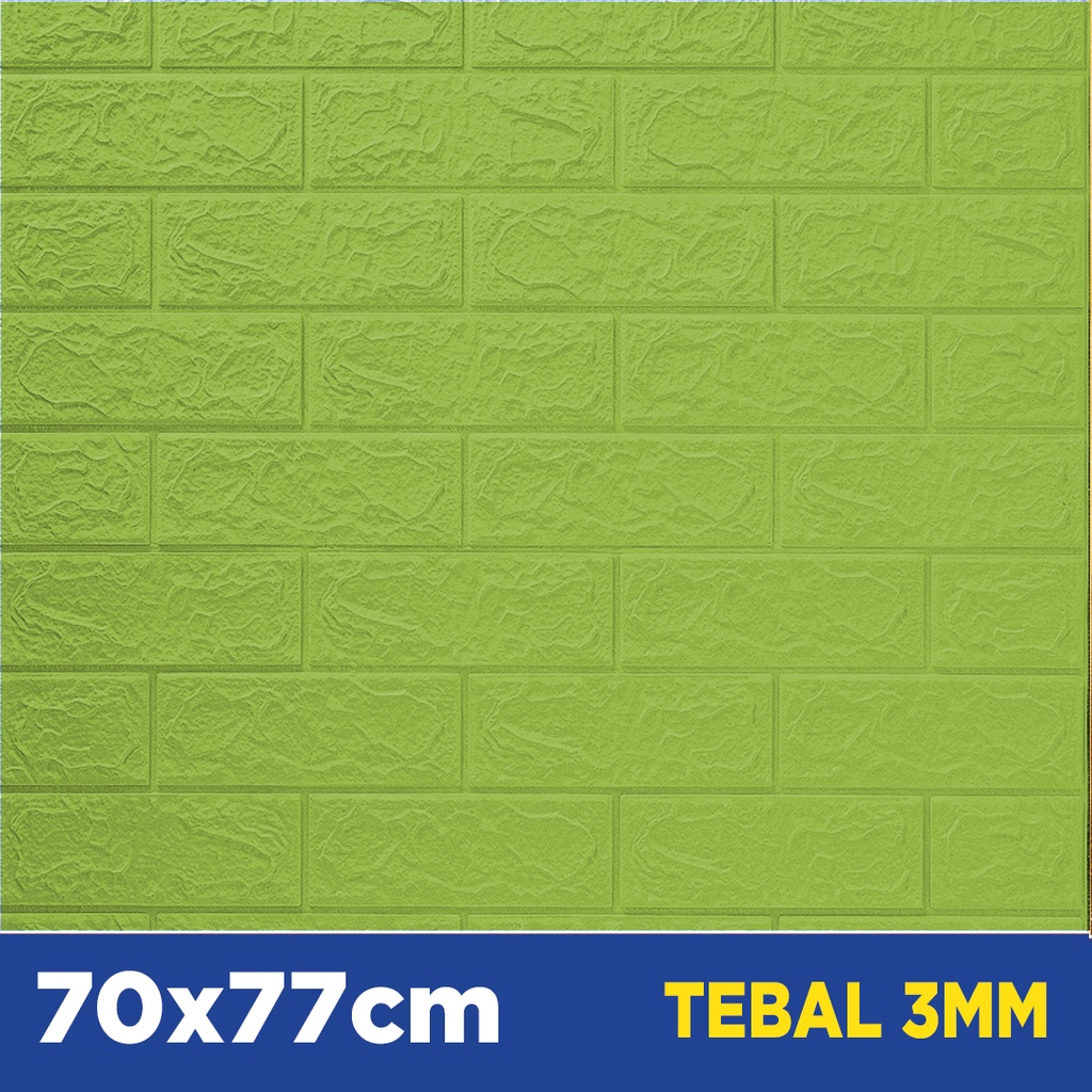 Wallpaper Dingding 3D Foam Motif Batu Bata 70 x 77 CM Dekorasi Dinding Kamar  Murah-ZW7-4L HIJAU