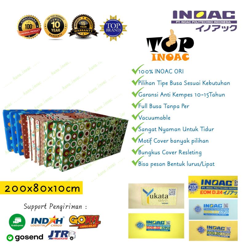 Kasur Busa INOAC dan YUKATA uk 80x200x10cm Single Bed