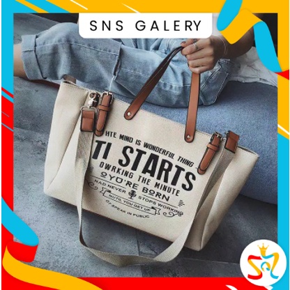 Tas Tote Bag Wanita Fashion SNS205 Vintage Kanvas Korea Import CR7080 BQ3007 GG1485 EL5010 JT9180