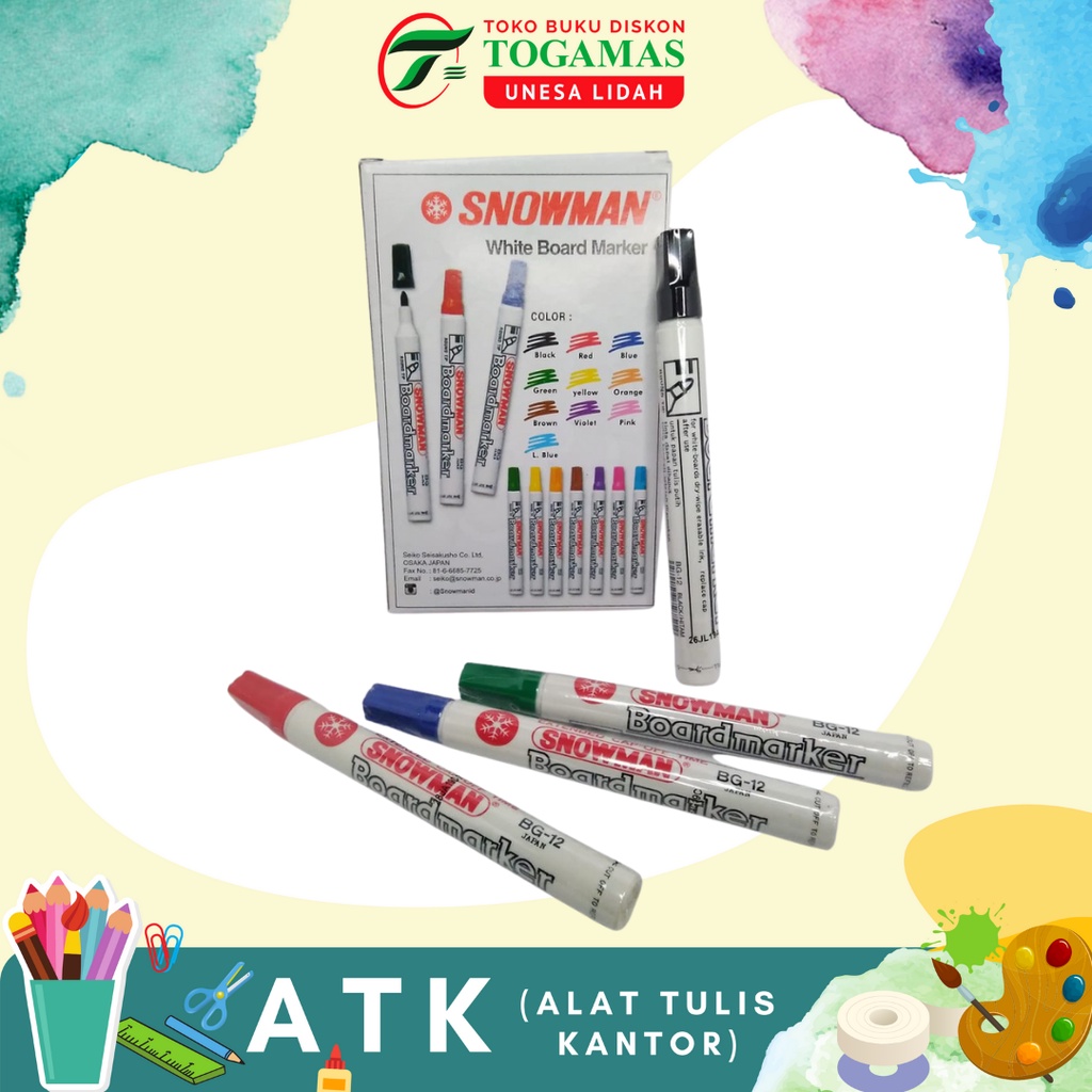 

SPIDOL BG-12 WHITE BOARD MARKER SNOWMAN WARNA / READY STOCK
