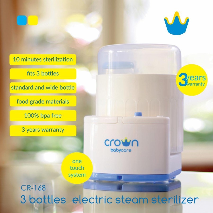 Crown Babycare 3 Bottles Electric Steam Sterilizer CR-168 / Sterilizer Botol Susu Crown Babycare