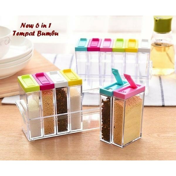 

Tempat Bumbu Dapur 6in1 Tempat Simpan Bumbu gula garam Dapur 6 in 1