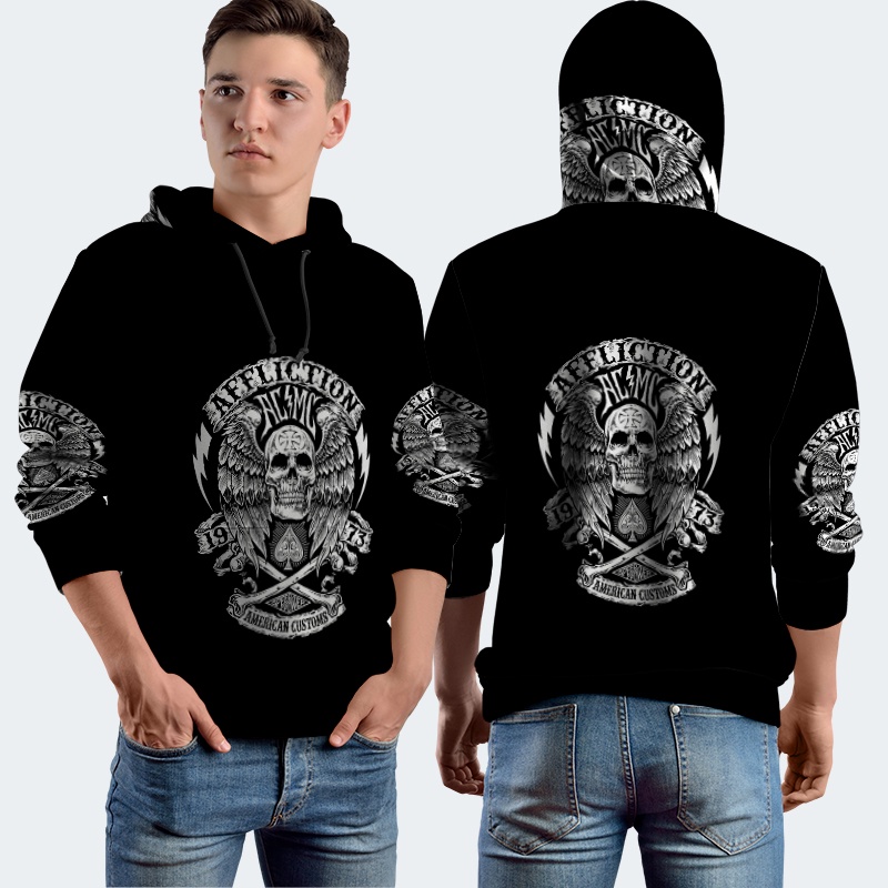 Jaket Hoodie Fullprint Affliction Bahan Polyester Jersey