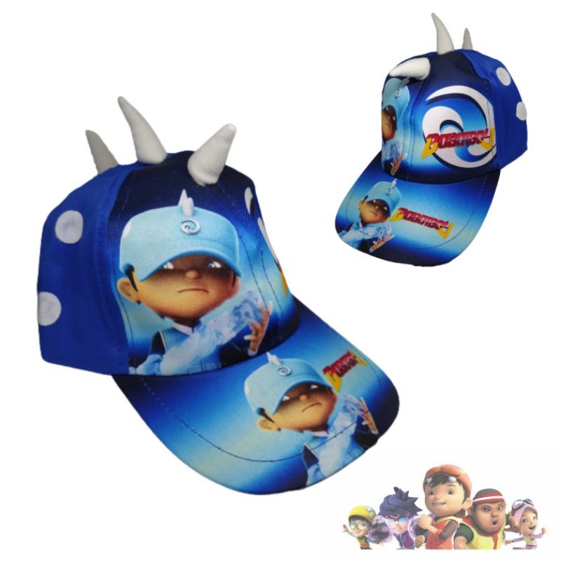 Topi anak / topi balita karakter boboiboy tanduk printing terbaik