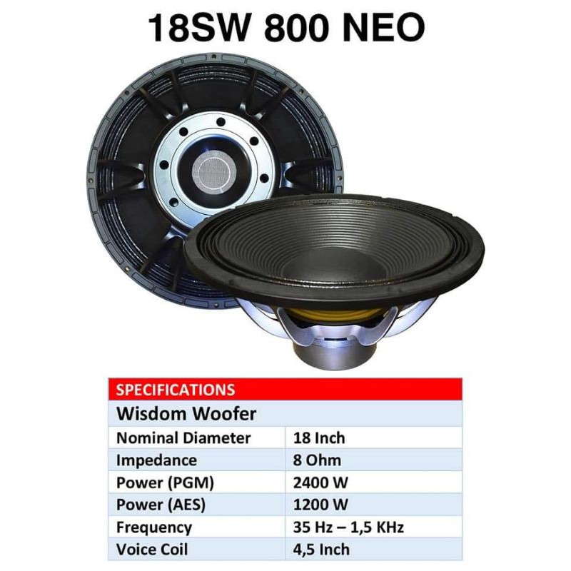 Komponen Speaker 18 Inch Subwoofer Lapangan 18sw 800 Neo Model Bnc Sw115 Shopee Indonesia